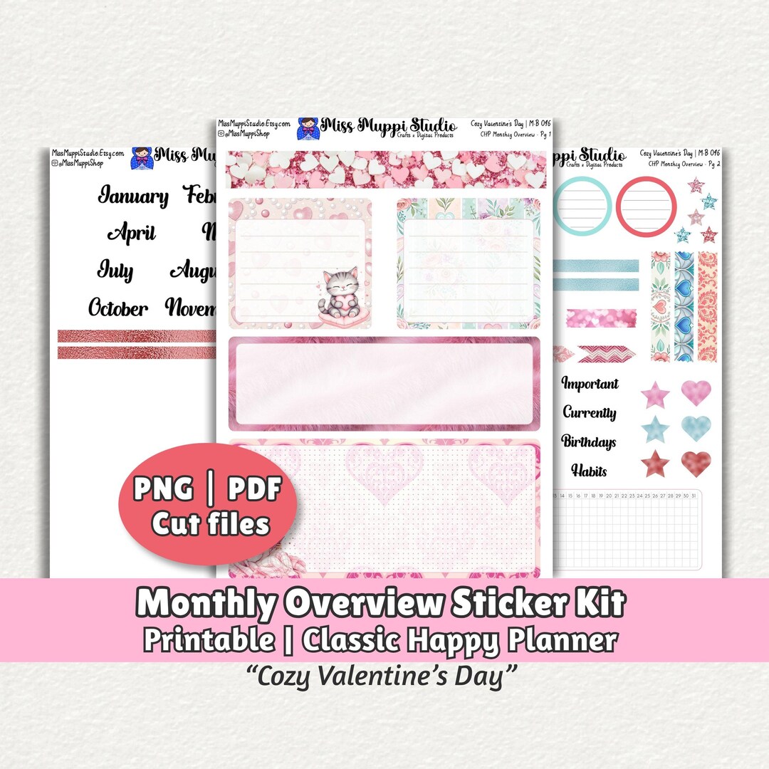Classic Happy Planner Monthly Overview Sticker Kit | Printable ...