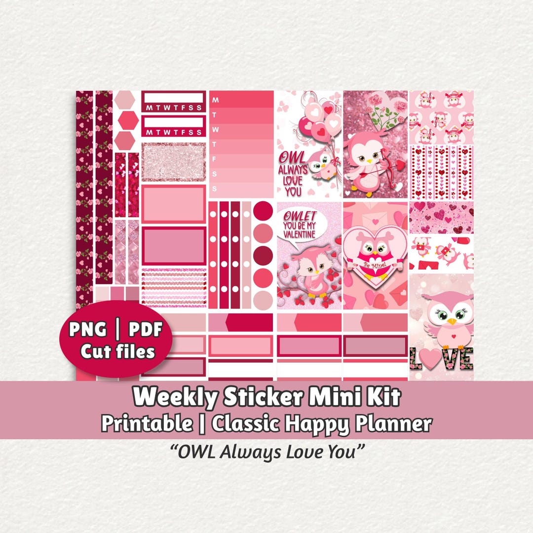 Printable Stickers for Classic Happy Planner - Weekly Valentine’s Day ...