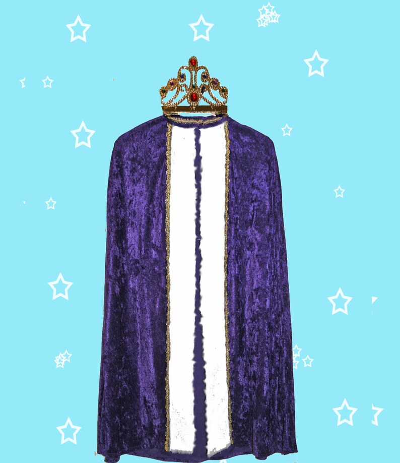 King or Queen Velour Robe includes either a tiara or crown or Halloween fun. suitable for Christmas pageants