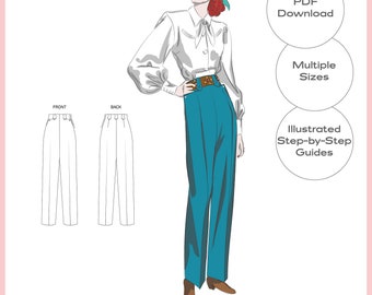 Vintage Sewing Pattern Reproduction - Multiple Sizes - 1940's Ladies' Western Trousers Pants with Top Pockets No.1479 - INSTANT DOWNLOAD PDF