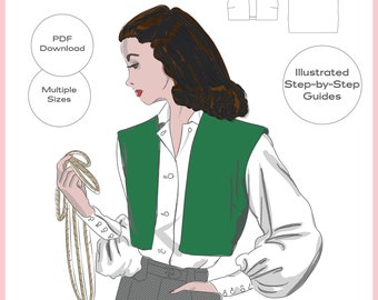 Vintage Sewing Pattern Reproduction - Multiple Sizes - 1940's Ladies' Western Bolero/Vest No.1482 - INSTANT DOWNLOAD PDF