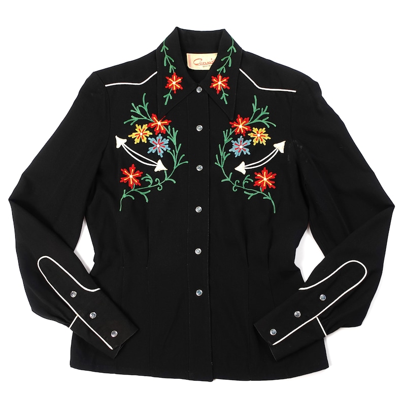 Connie Sportswear 1940s Vintage Women's Western Shirt. Black W/ White ...