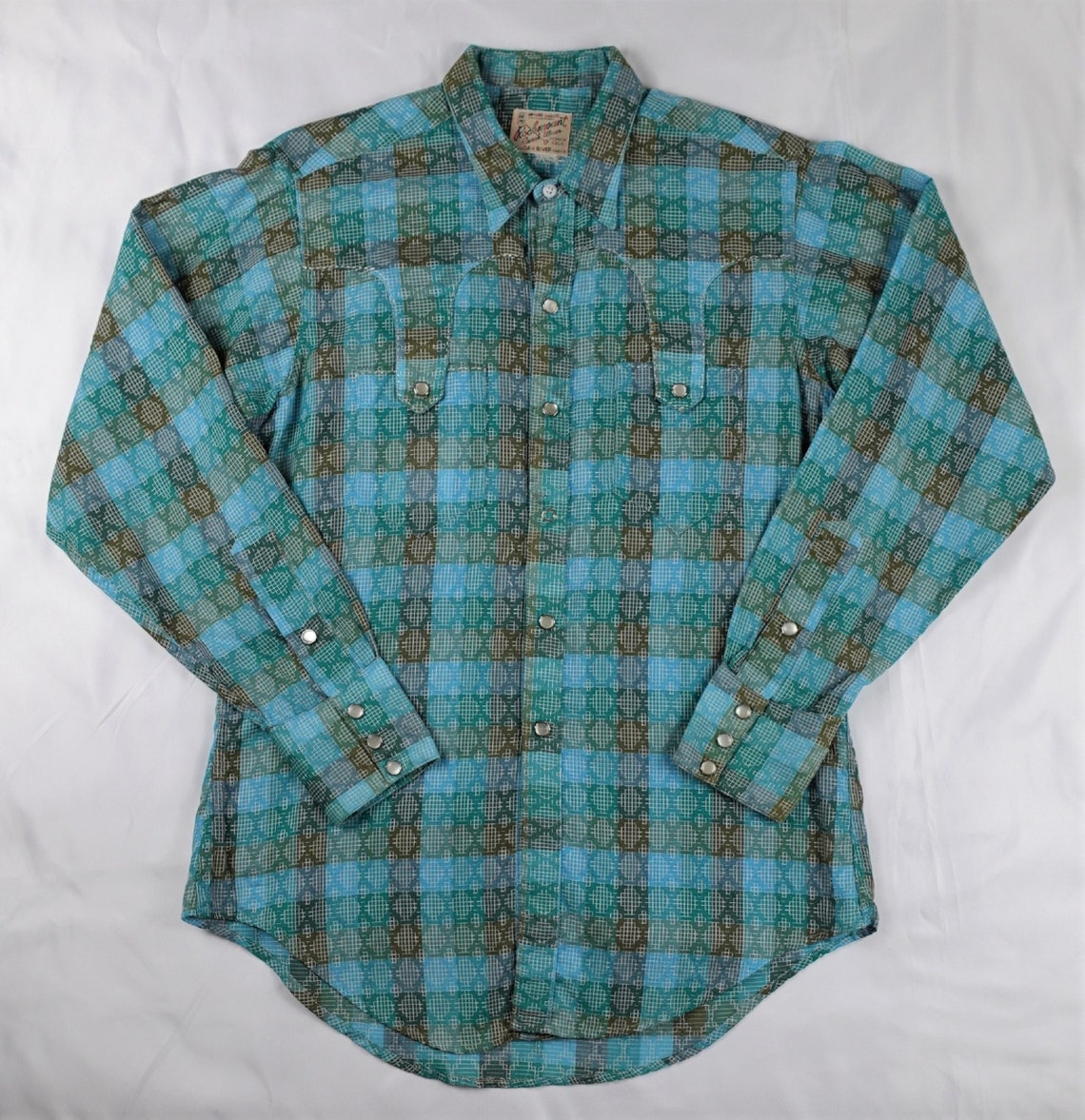 Vintage 1960s Rockmount Ranch Wear Men's Western Shirt. Turquoise Green ...