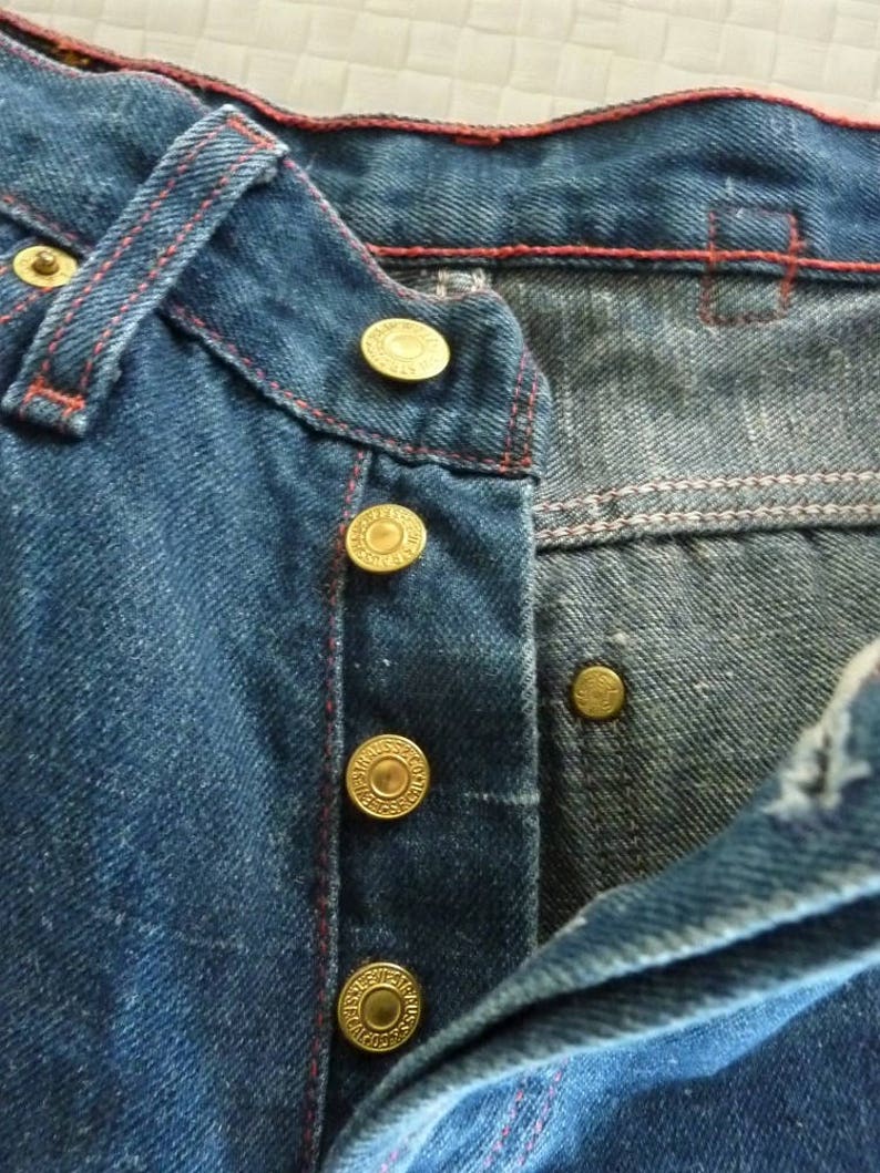 Vintage Levis Levi Strauss 509 denim jeans. Red stitching
