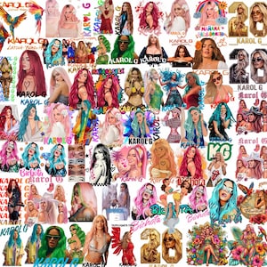 Karol G Tropicoqueta PNG-paket, Latina Pop Diva Clipart, konsertturnéskjortadesign, Cricut och sublimering digital nedladdning