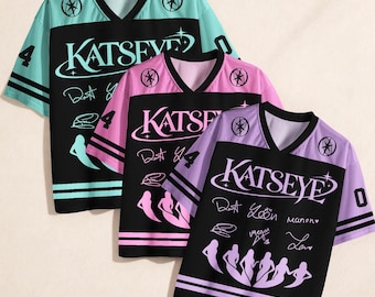 Custom KATSEYE Jersey for Teen Girl, Kpop Concert Shirt, Personalized Name & Number Jersey Tee,Eyekons Gift,Birthday Gifts for Girls