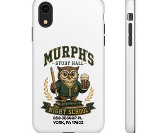 Cover per cellulare con gufo della sala studio di Murph / Design con stemma vintage della scuola serale universitaria