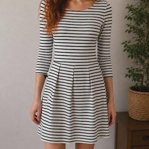 Black and White Striped Vintage Dress