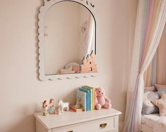 Miroir Château de Princesse, Décoration Chambre Fille, Miroir Mural en Acrylique, Déco Conte de Fées, Cadeau Enfant