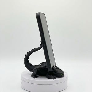 Tandlös drake telefonhållare och stativ | Söt skrivbordstillbehör | 3D-utskrivet Night Fury telefonfäste