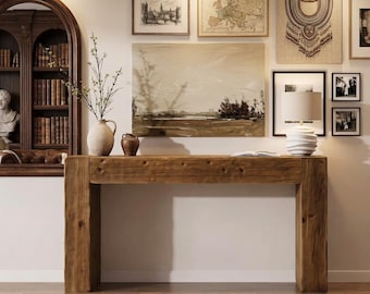 Solid Wood Console Table, 63-Inch Farmhouse Sofa Table Behind Couch for Entryway, Living Room, Foyer, Easy Assembly