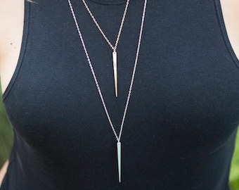 SPIKE NECKLACE // Minimal Necklace - Rose Gold, Gold Filled, Sterling Silver - Long Layering Necklace - Skinny Triangle Pendant - Dagger