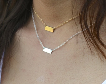 ITTY BITTY BAR Necklace // Tiny Gold, Silver Bar - Minimalist - Small Layering Necklace - Delicate Choker - Personalized Jewelry - Petite