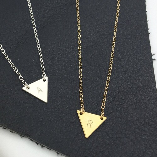 TRIANGLE INITIAL NECKLACE /// Small 