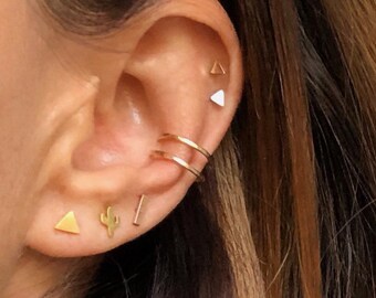 MIDNIGHT DOUBLE Ear Cuff // High Quality Double Ear Cuff - Hammered Earring - 14K Gold Filled or Sterling Silver - No Piercing - Cartilage
