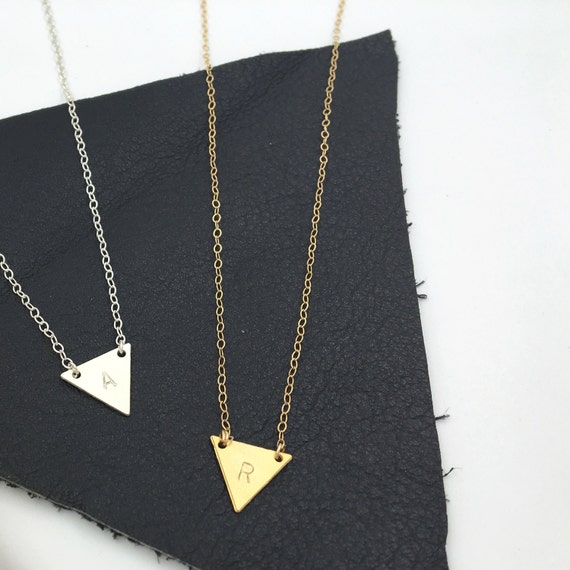Personalized 14kt Gold Filled Petite Triangle Initial Necklace 