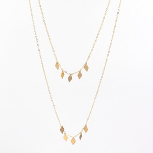 DANGLE DIAMOND CHARM Necklace // Delicate Gold Charm Necklace - Gold Layering Necklace Sets - Minimal Multi-strand Necklace - Gold Filled