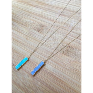 LONG STONE PENDANT Necklace // Turquoise, Lapis Lazuli Bar Necklace - Gold edged Stone - Extra Long Layering Necklace - Simple - Gold filled