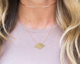 THIN CHOKER NECKLACE // Delicate Hammered Choker - Simple Collar Necklace - 14K Gold Filled, Sterling Silver wire