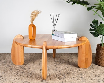 Solid Beech Wood Coffee Table – Natural Finish or Walnut Finish