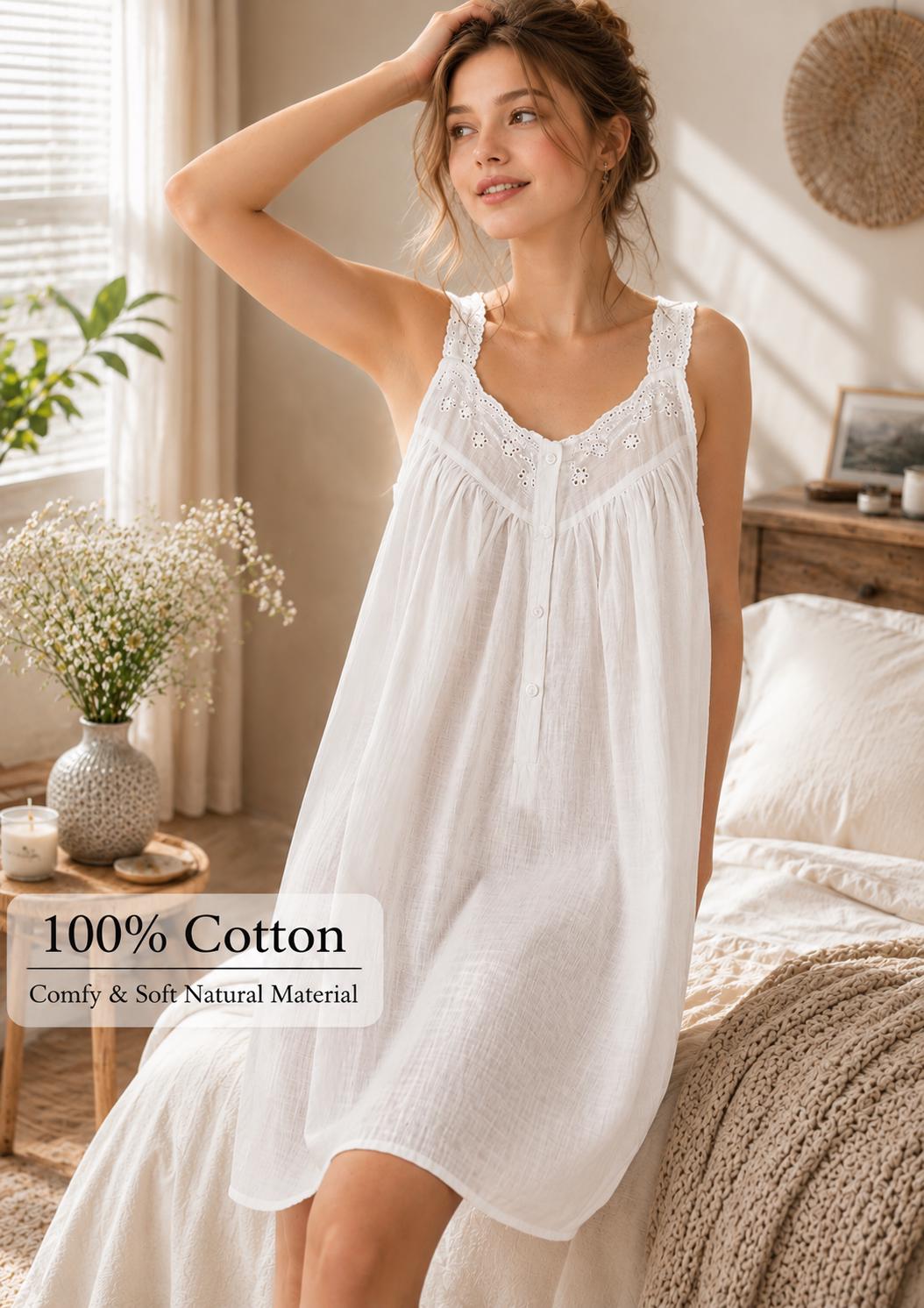 Sleeveless Nightgown Cotton