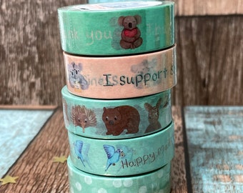 Washi Tape for Decoration or Packing- 5 options - Polka Dots, Thank You,Small Business, Happy Mail, Australian Animals-Art by KathleenStuart