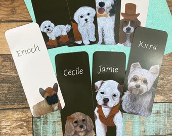 Cute Puppy Customisable Bookmarks - 8 different puppy options to choose from and personalise what you want on them  - Art by Kathleen Stuart