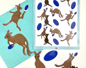 Aussie AFL Kangaroo Sticker Bundle: Die-Cut Glossy Stickers