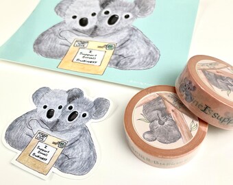 Koala Small Biz Gift Set: Sticker, Washi Tape & Postcard