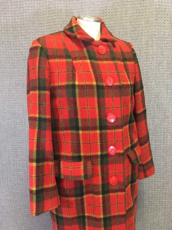 1960s Coat Vintage Mod Tartan Plaid Wool Overcoat,