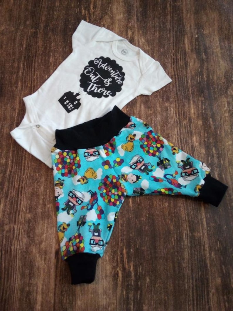 Baby Shower Gift Sally Pixar- Adventure is out there Going Home Custom UP Onesie /& Cuff Pants Set