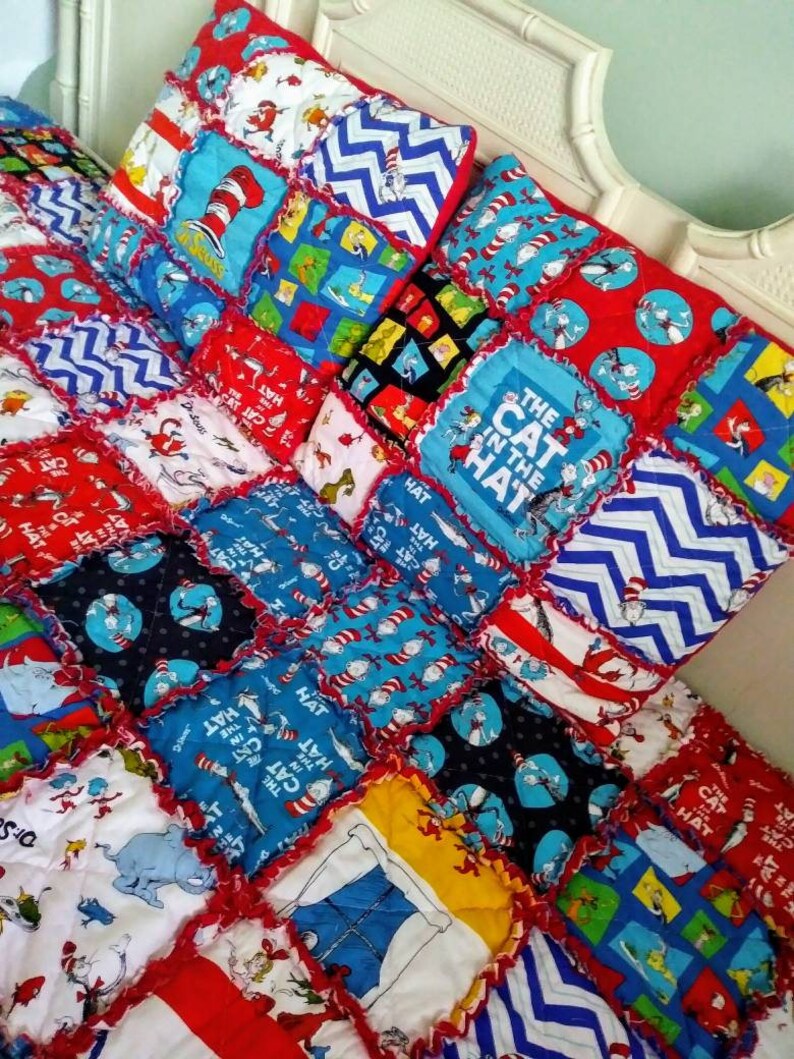 Custom Size Rag Quilt Dr. Seuss / Blanket / Throw / Nursery Etsy