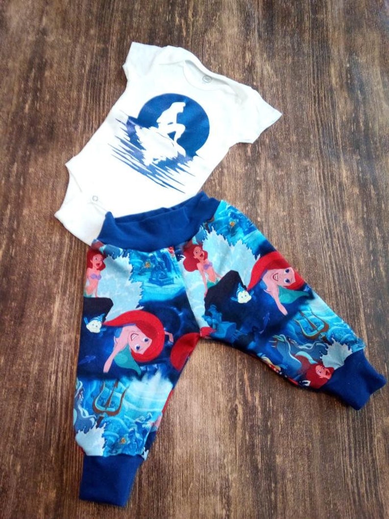 Custom Little Mermaid Onesie & Cuff Pants Bummies Set Etsy