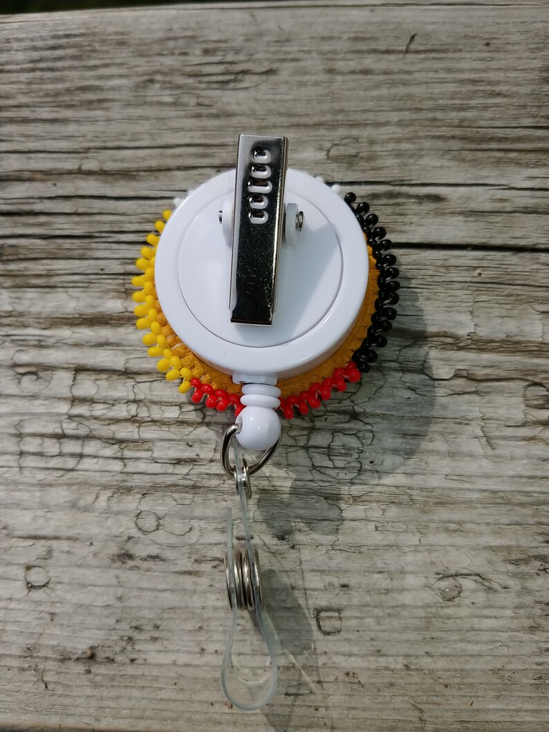 first Nation badge wheel holder native American beadwork eagle badge wheel holder