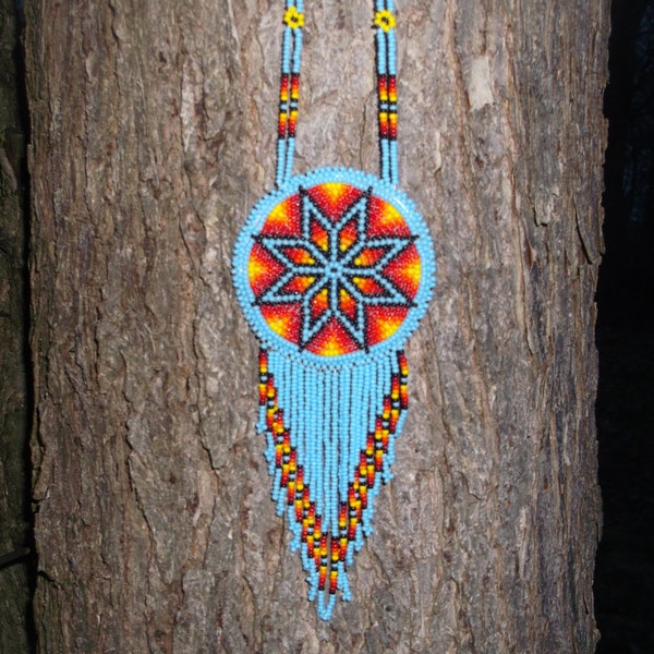 morningstar necklace, native american beadwork,native american beaded necklace,beaded jewelry