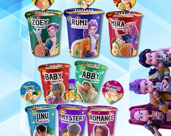 Kpop Ramen Labels Printable, Cup Noodle Party Favors, K-pop Theme Noodle Label, Kpop Birthday Treat Labels, Girls & Boys Ramyeon Printable
