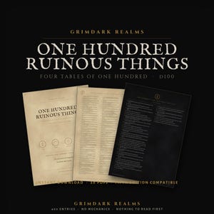 DnD-slumpmässiga tabeller | 400 Grimdark-poster | Ärr, skulder, rykten, jobbkomplikationer | 5e-kompatibla DM-verktyg | Utskrivbar PDF | Direktnedladdning