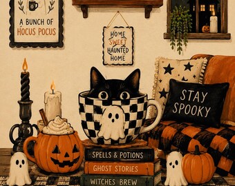 Halloween Printable Wall Art | Cozy Fall Home Decor | A4 Halloween Poster | Digital Download | Printable PDF | Seasonal Home Decor