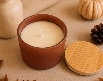 Frosted Glass Candle | Handmade Autumn Candle | Halloween Candle | Autumn Home Decor | Seasonal Candle | Cosy Gift | 4 Colours