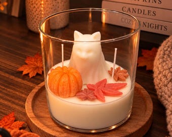 Autumn Ghost & Pumpkin Candle | Halloween Candle | Cosy Autumn Home Decor | Pumpkin | Ghost Candle | Handmade Soy Wax Candle | Gift