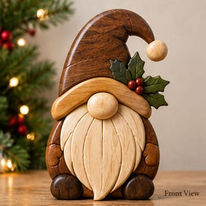 Jultomtenisse Intarsia Mönster PDF | Dekupörsåg Mönster | Järnek Tomtenisse Trädekoration DIY