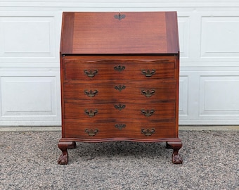 Vintage Maddox Furniture Drop-Front Secretary Desk, Solid Mahogany, Claw Feet, Working Key - *Free Local Pickup / Shipping Not Free*