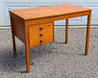 Vintage Domino Mobler Mid Century Danish Teak Desk with 3 Drawers, Made in Denmark - *Free Local Pickup / Request Shipping Options*