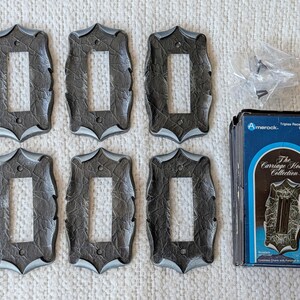 NEW Vintage Amerock Carriage House Triplex Receptacle Push Button or Dimmer Switch Plate - Antique Silver Finish - # C-9083-AS