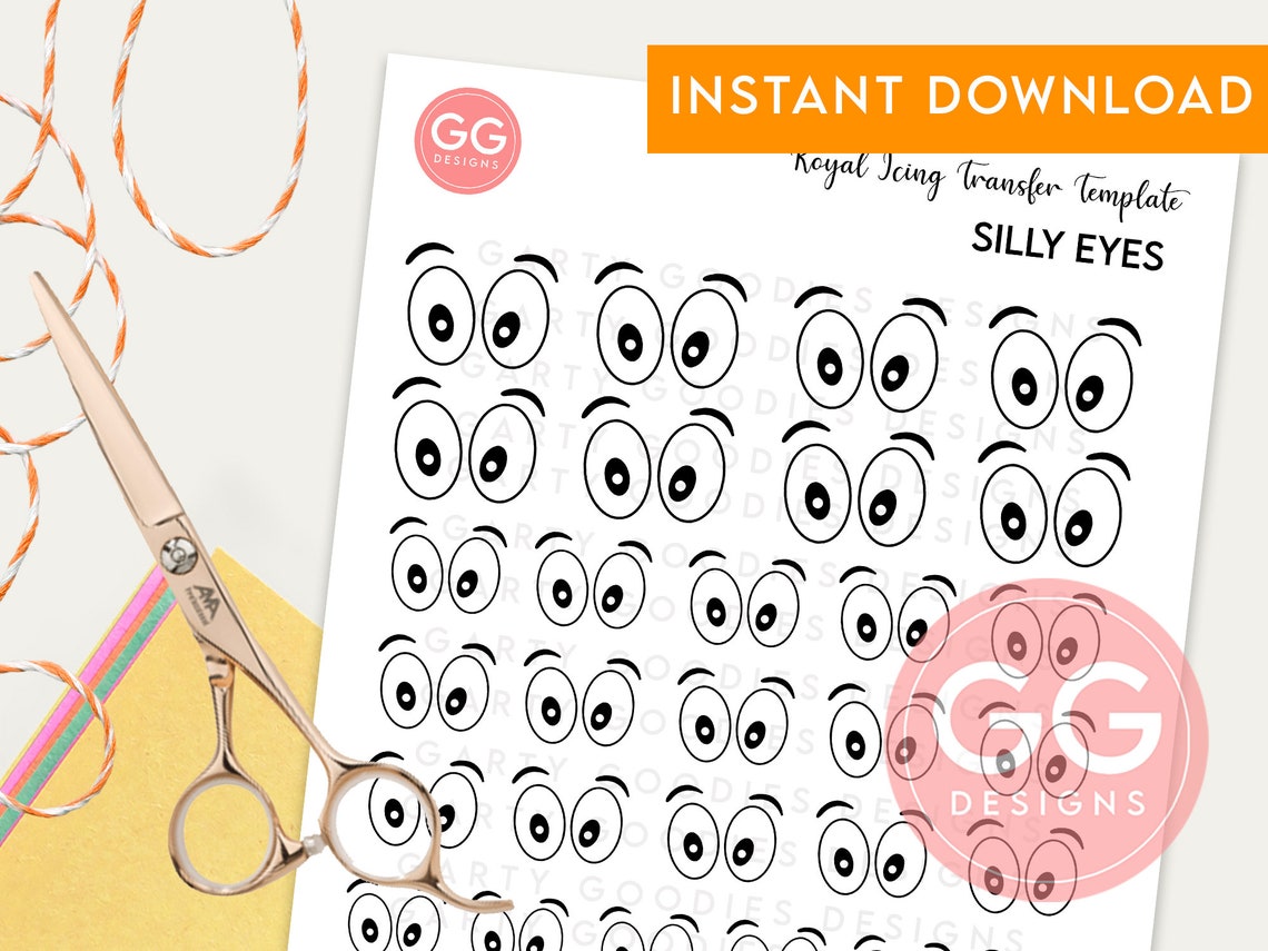 Printable Royal Icing Silly Eyes Sheet Halloween Transfers Etsy