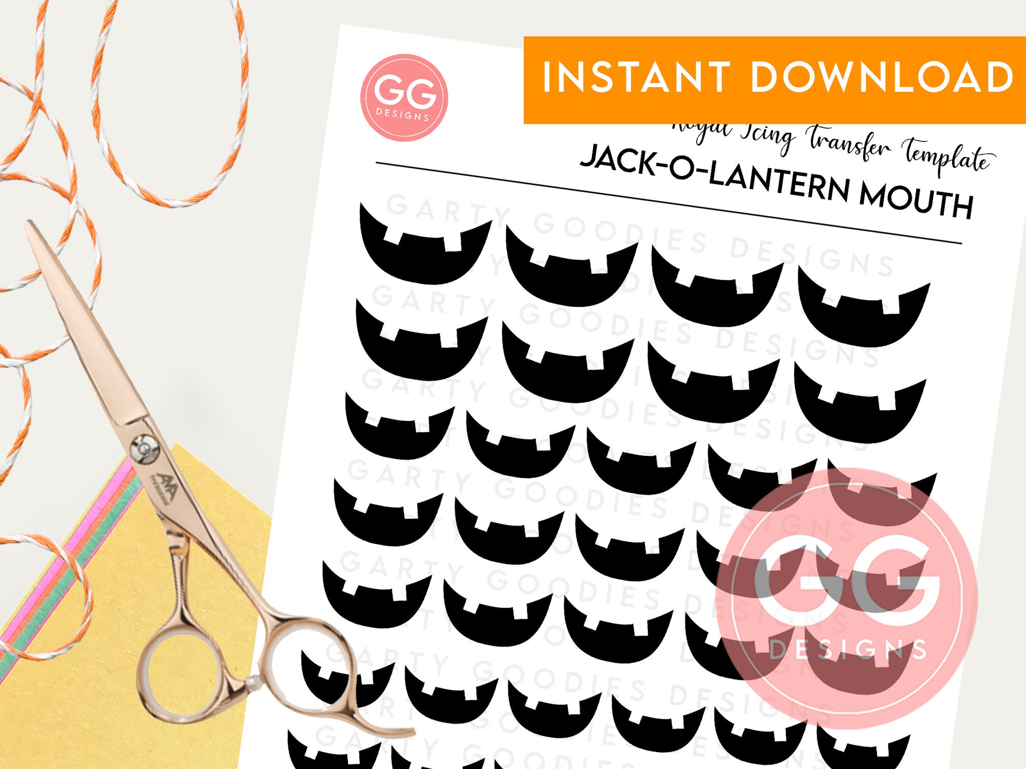 Printable Jack O Lantern Mouth Sheet // Halloween Transfers // Etsy