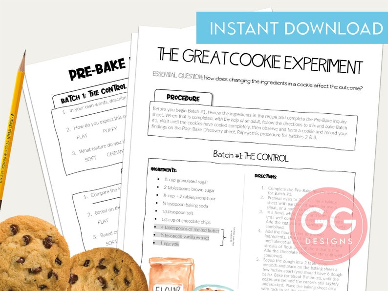 Cookie Experiment // Digital Download // Printable Home Lesson Etsy