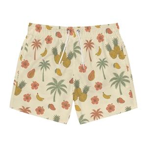 Costume da bagno con motivo frutta tropicale / Pantaloncini da bagno con ananas, palma e banana