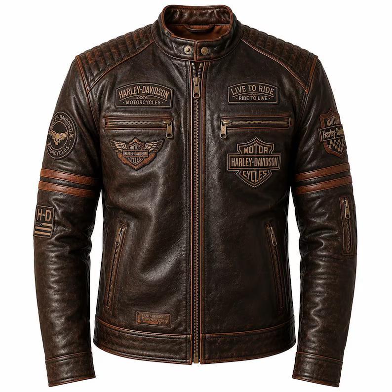 ジャケット・アウター HARLEY DAVIDSON Leather jacket M brown Harley Davidson Leather Jacket Brown - Etsy