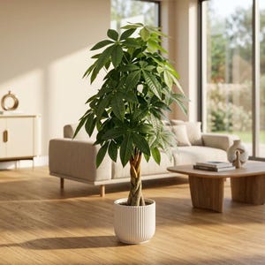 Planta del dinero – Pachira Aquatica trenzada para decoración de interiores – Decoración moderna para el hogar – Plantas artificiales decorativas
